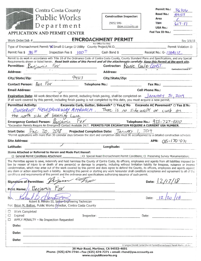 Encroachment Permit