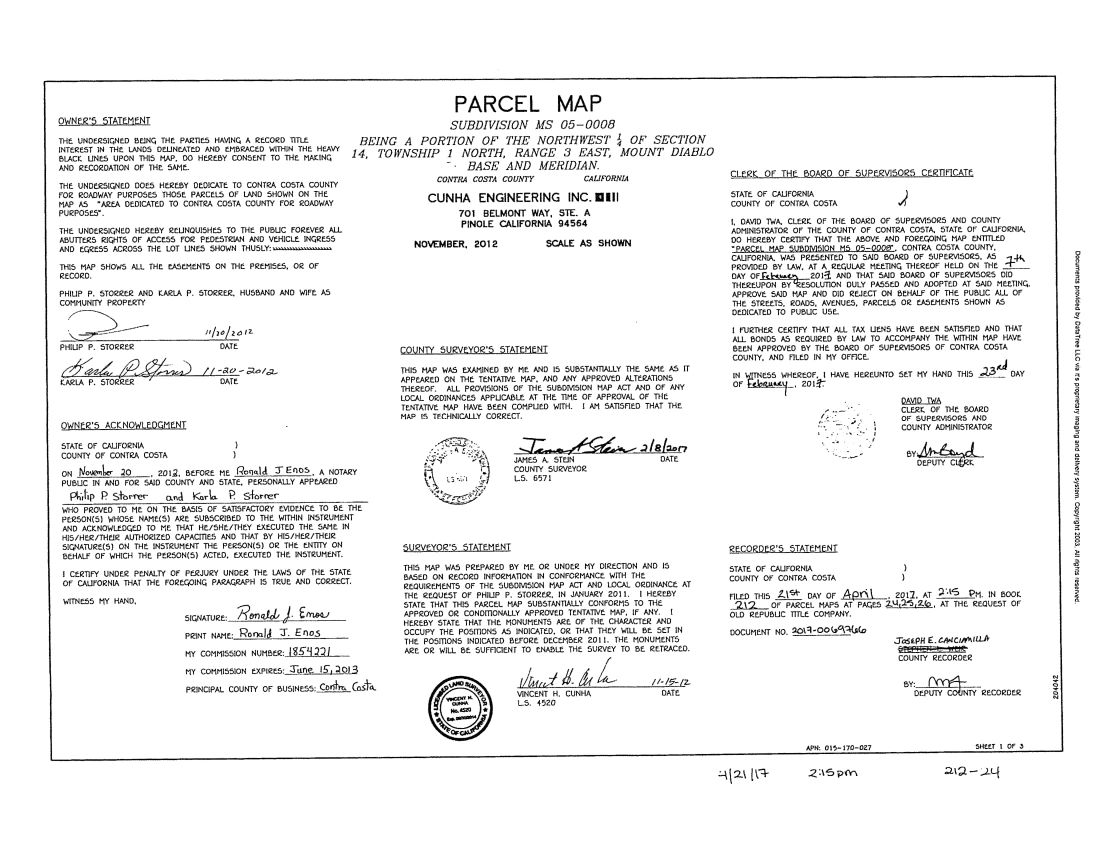 Contra Costa County approved Subdivision