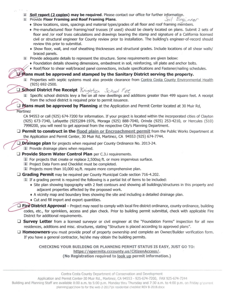 Contra Costa Building Permit Checklist Page 2