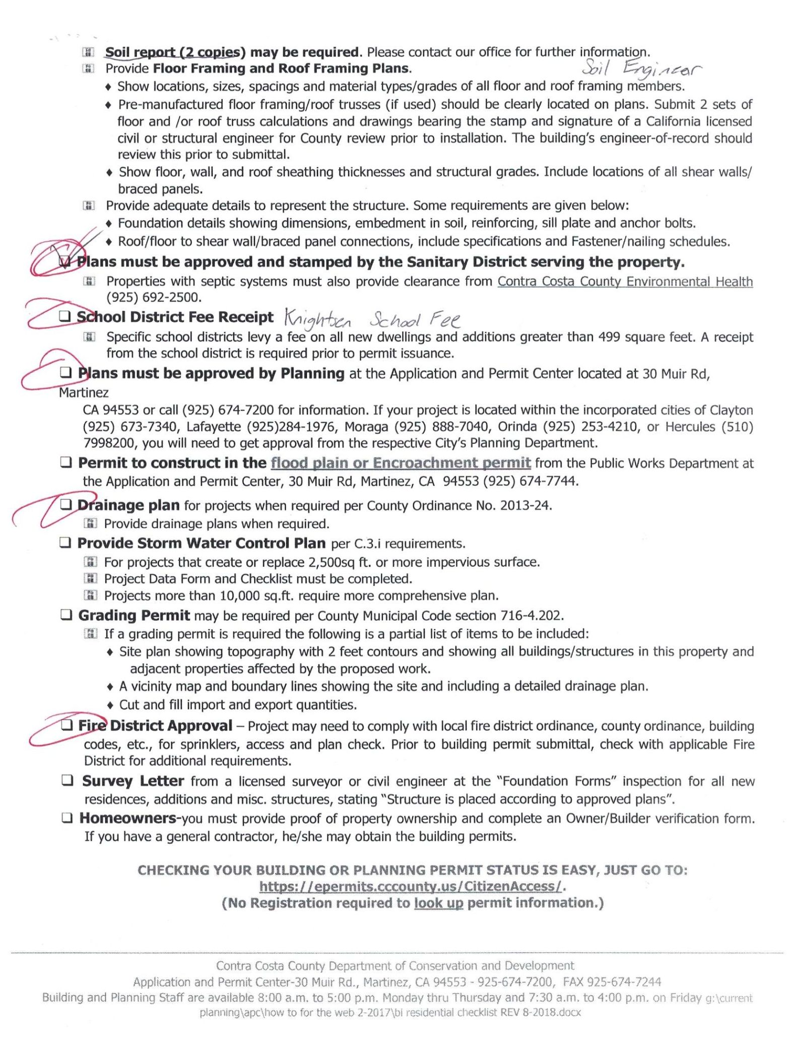 Contra Costa Building Permit Checklist Page 2
