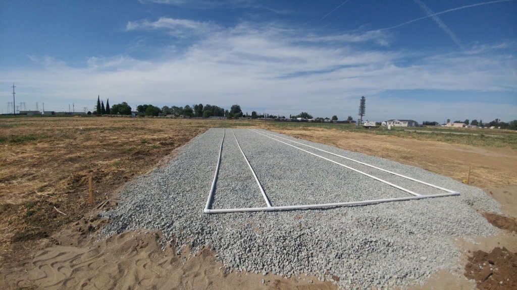 pvc on gravel field in country