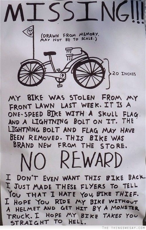 paper explaining how a bike thief should be punished for stealing a bike