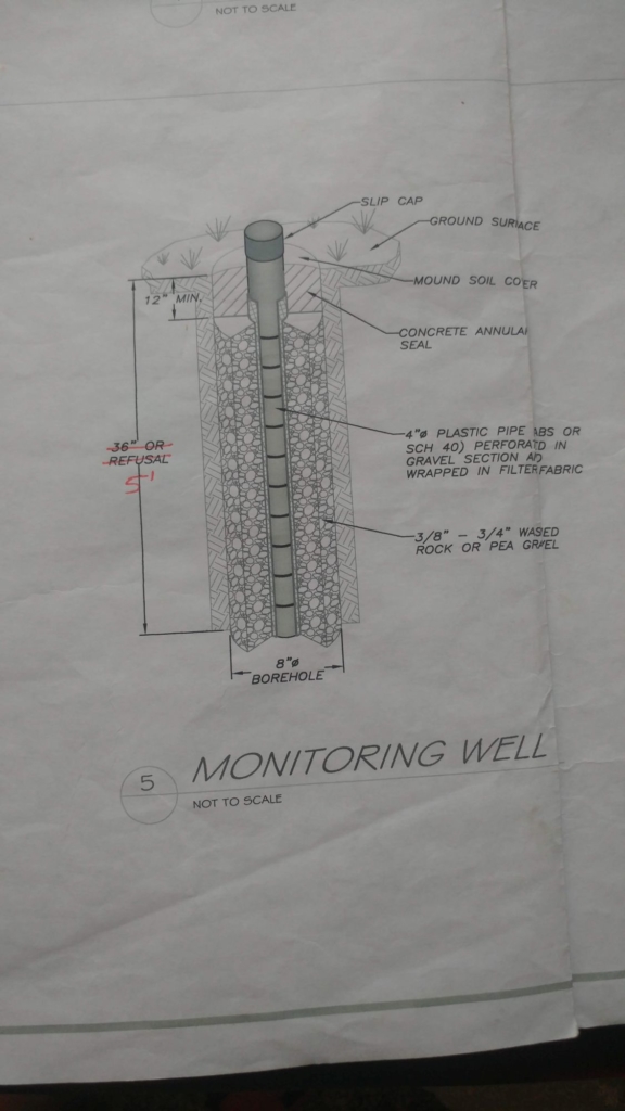 engineered specs for a monitoring well for a septic system