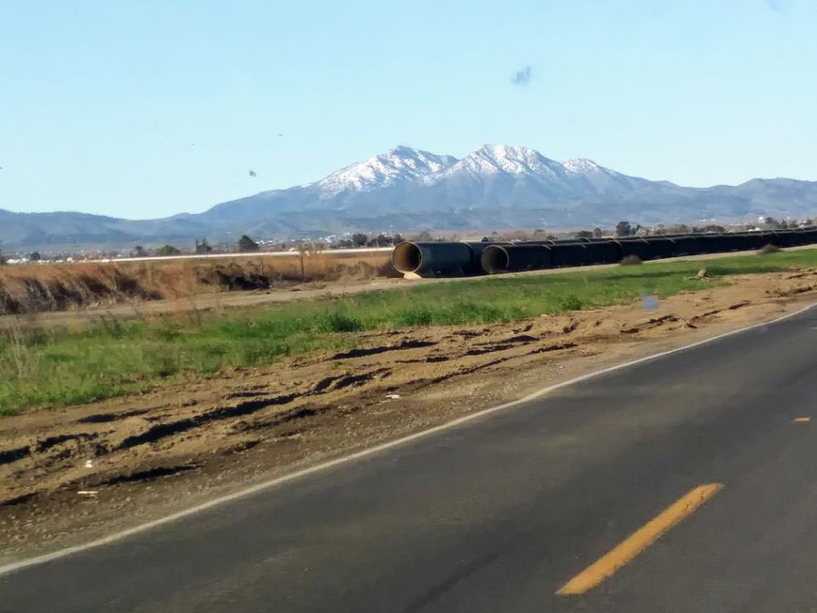 mountain in the distance of a country