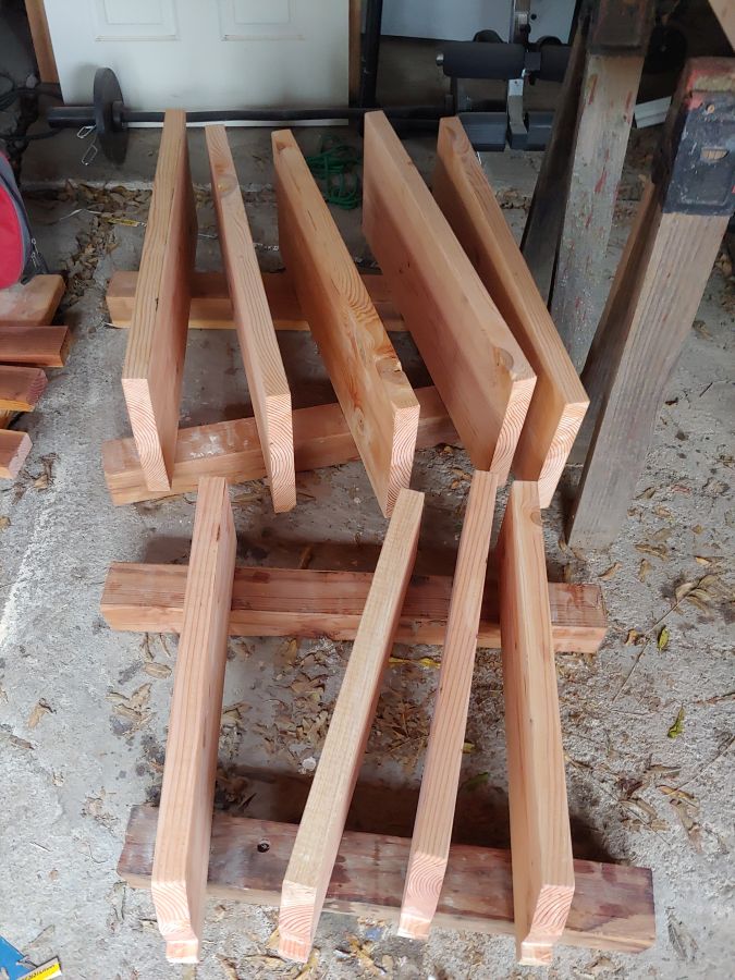 wood lined up on wood ready to be stained